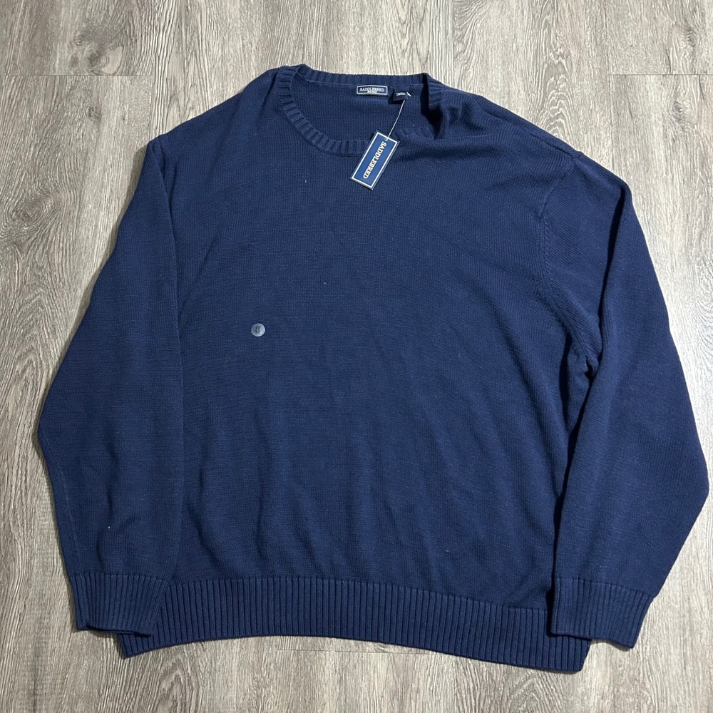 Saddlebred Sweater 4X BIG Navy Blue Cotton Crewneck Big Man Pullover Knit NEW